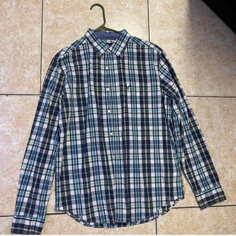 American Eagle Plaid Button Down Long Sleeve Shirt Casual Menswear - Picture 1 of 1